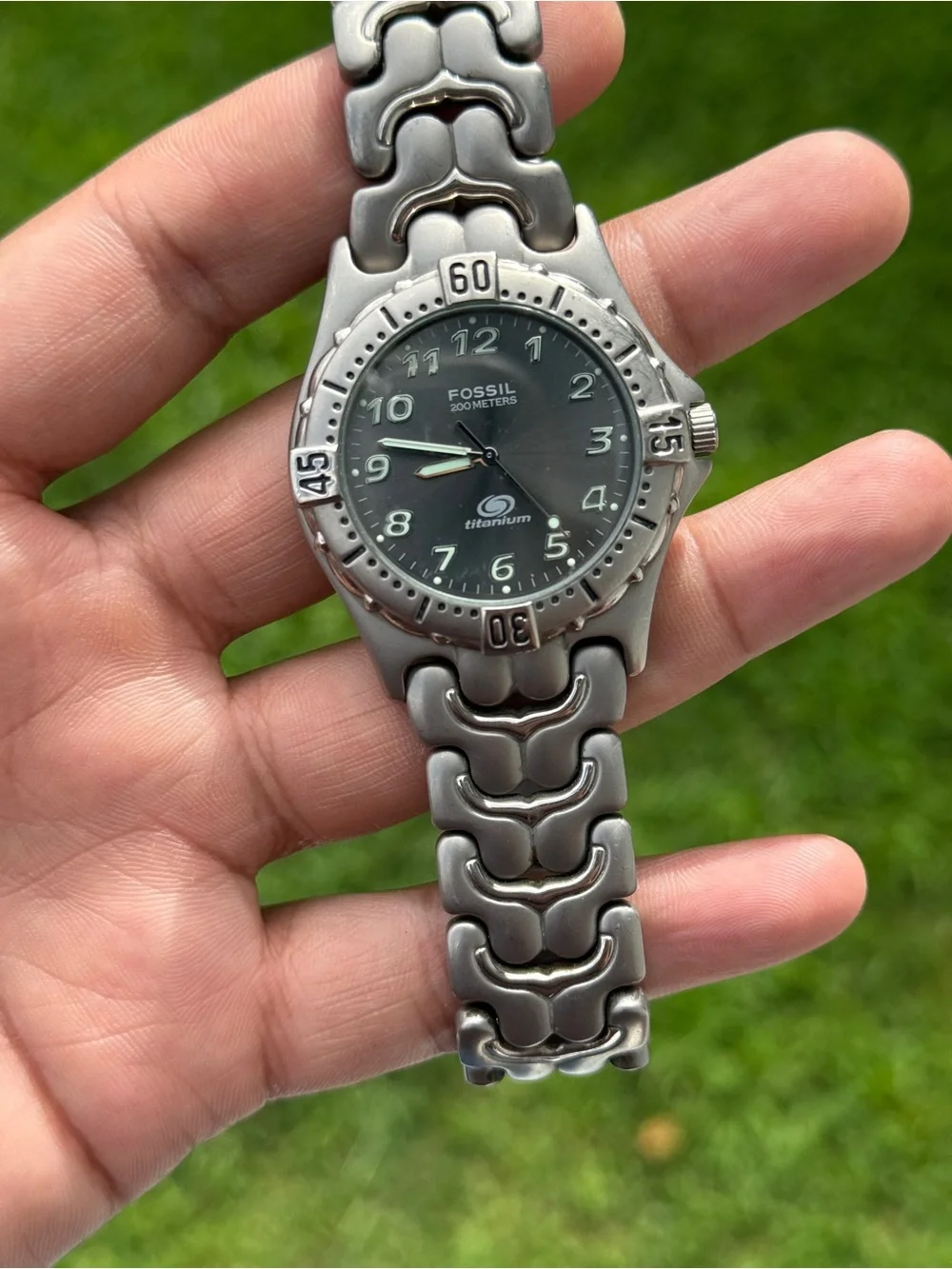 Fossil vintage Silver Titanium Watch with Gray Dial